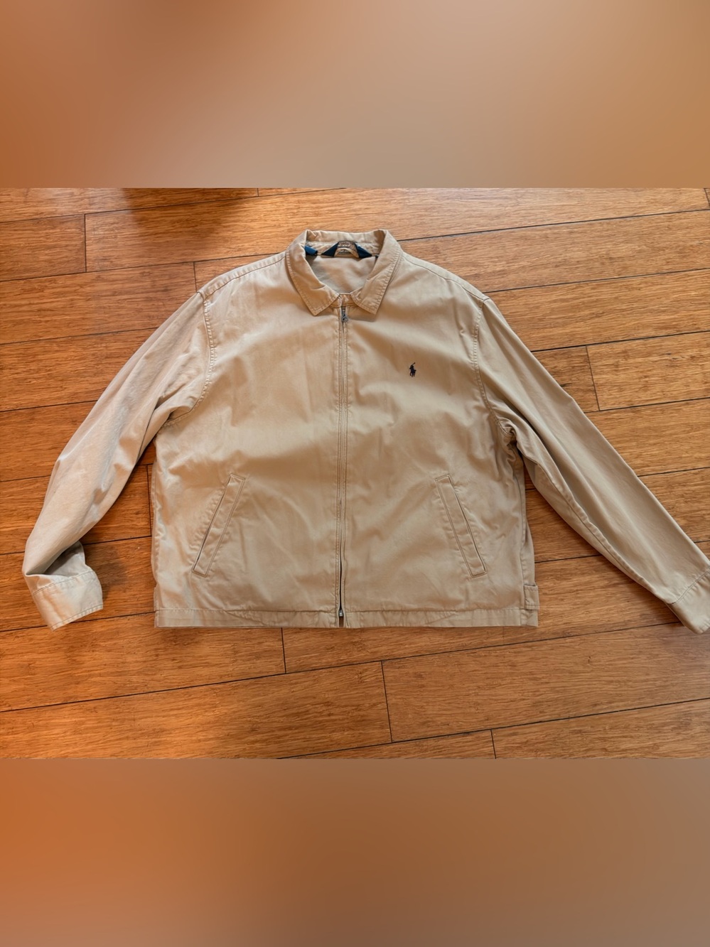 Polo Ralph Lauren Jacket Mens XXL Beige Full Zip Lined Pockets